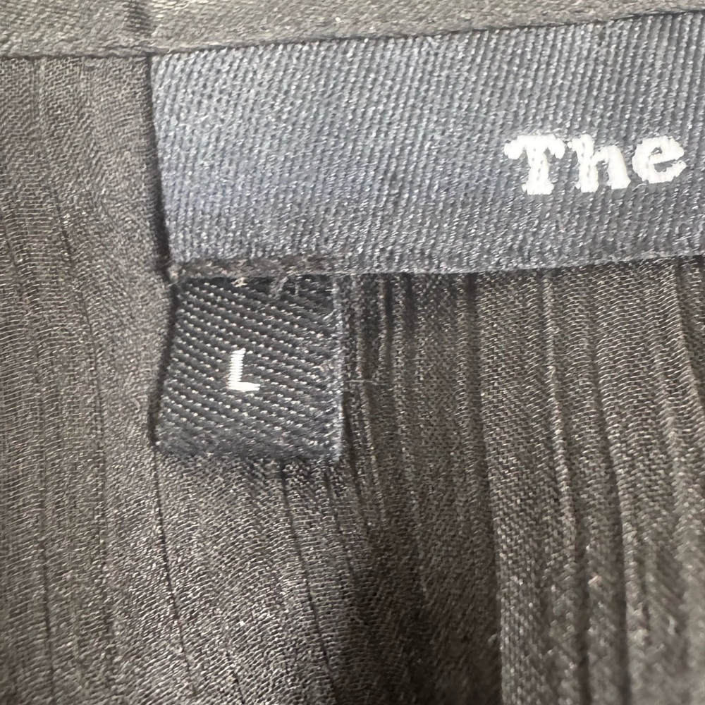 THE KOOPLES Sheer Button Front Striped Shirt w/ Accent Tie Collar BLACK / LARGE - Picture 13 of 15